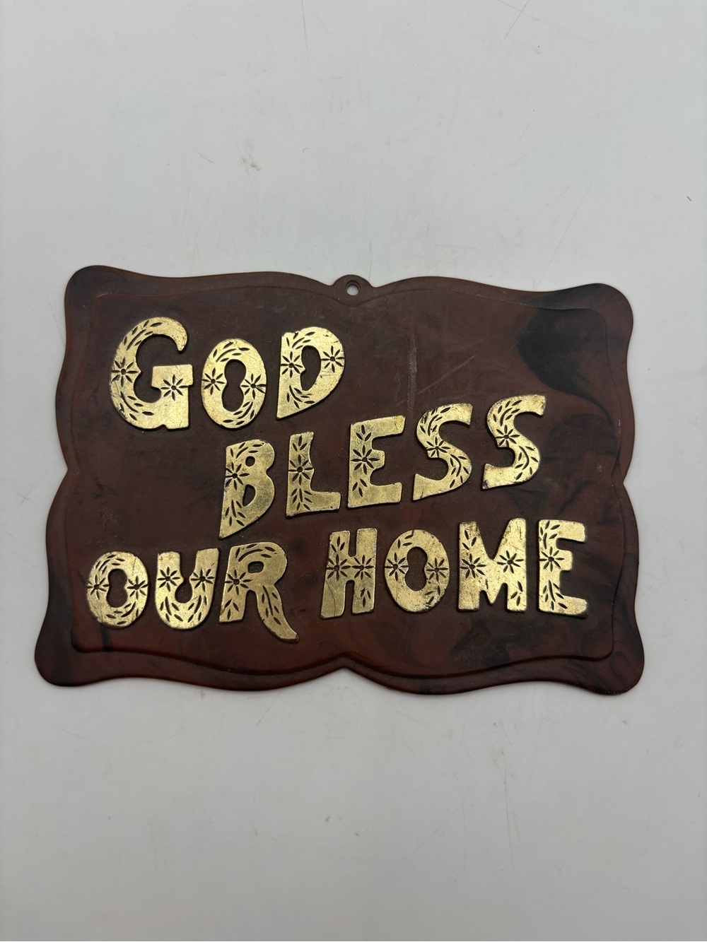 Vintage God Bless Our Home Religious Plastic Wall Plaque Sign